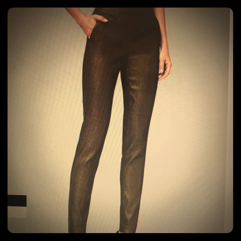 White House Black Market Gold Slim Fit Ankle Pants